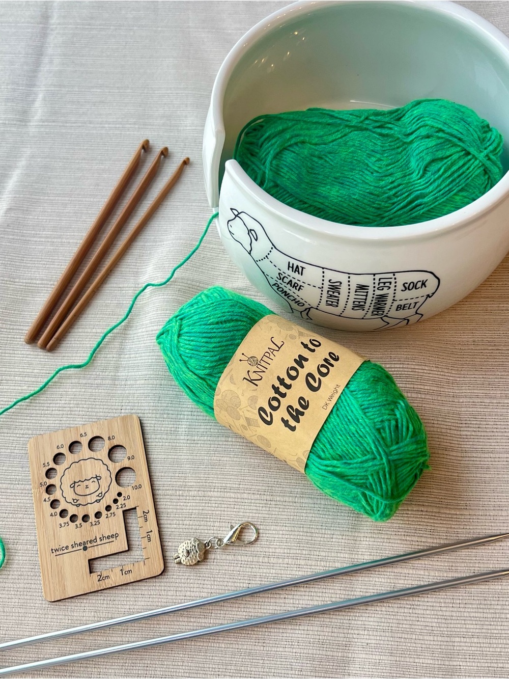 KnitPal Cotton to the Core Yarn Bundle – Shamrock Green Color – 3 Skeins